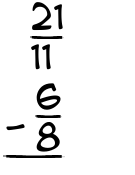What is 21/11 - 6/8?