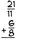 What is 21/11 + 6/8?