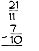What is 21/11 - 7/10?