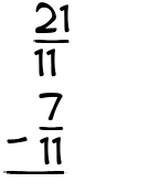 What is 21/11 - 7/11?