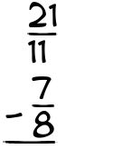 What is 21/11 - 7/8?