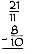 What is 21/11 - 8/10?