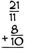 What is 21/11 + 8/10?