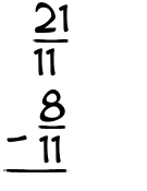What is 21/11 - 8/11?