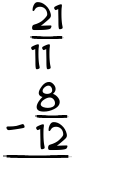What is 21/11 - 8/12?