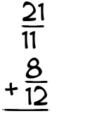 What is 21/11 + 8/12?