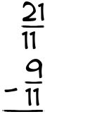 What is 21/11 - 9/11?
