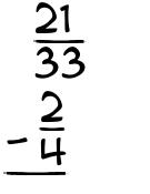 What is 21/33 - 2/4?