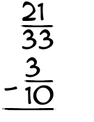 What is 21/33 - 3/10?