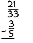 What is 21/33 - 3/5?