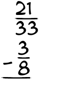 What is 21/33 - 3/8?