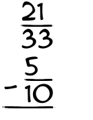 What is 21/33 - 5/10?