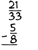 What is 21/33 - 5/8?