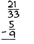What is 21/33 - 5/9?
