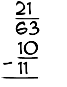 What is 21/63 - 10/11?