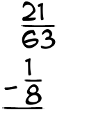 What is 21/63 - 1/8?