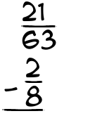What is 21/63 - 2/8?
