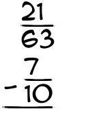What is 21/63 - 7/10?