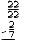 What is 22/22 - 2/7?