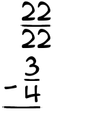 What is 22/22 - 3/4?