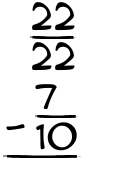 What is 22/22 - 7/10?