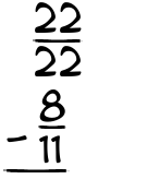 What is 22/22 - 8/11?
