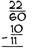 What is 22/60 - 10/11?