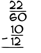 What is 22/60 - 10/12?