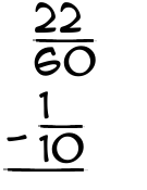 What is 22/60 - 1/10?