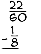 What is 22/60 - 1/8?