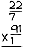 What is 22/7 x 91/1?