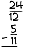 What is 24/12 - 5/11?