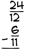 What is 24/12 - 6/11?
