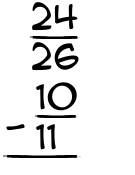 What is 24/26 - 10/11?