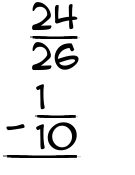 What is 24/26 - 1/10?