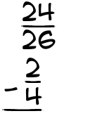 What is 24/26 - 2/4?