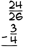What is 24/26 - 3/4?