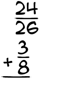 What is 24/26 + 3/8?