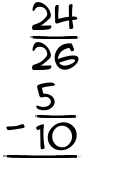 What is 24/26 - 5/10?