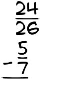 What is 24/26 - 5/7?