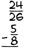 What is 24/26 - 5/8?