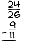 What is 24/26 - 9/11?