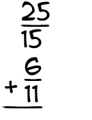 What is 25/15 + 6/11?