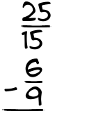 What is 25/15 - 6/9?