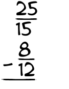 What is 25/15 - 8/12?