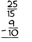 What is 25/15 - 9/10?