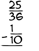 What is 25/36 - 1/10?