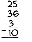 What is 25/36 - 3/10?