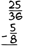 What is 25/36 - 5/8?
