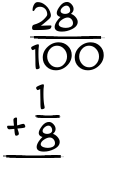 What is 28/100 + 1/8?